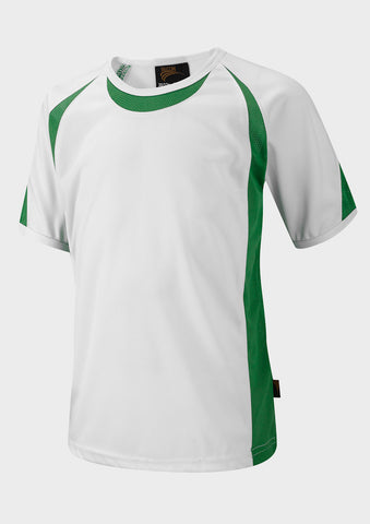 White/Emerald sports top (AWS) (Y8/9/10/11)