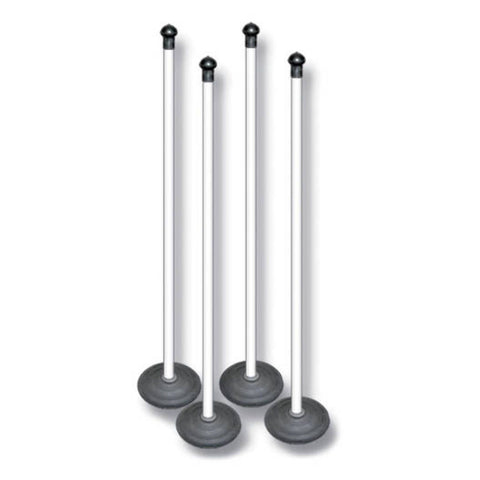 Set Of Four Wooden Rounders Poles With Safety Caps And Rubber Bases