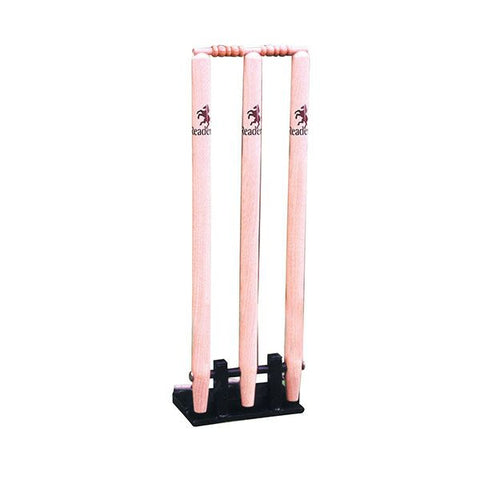 Readers Spring Return Wooden Cricket Stumps (With Metal Base)